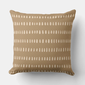 Boho Desert Tan Tone Paint Brush Dash Stripes Throw Pillow