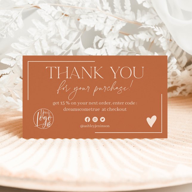 Boho desert terracotta script order thank you business card (Creator Uploaded)