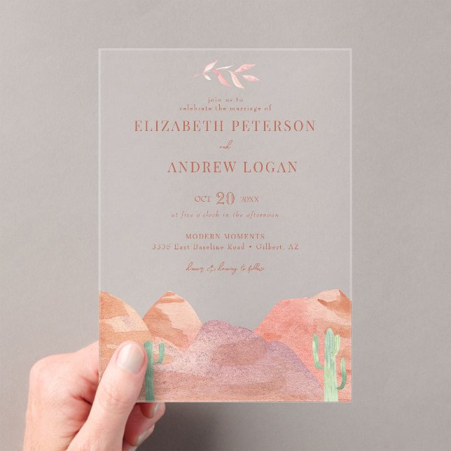 Boho Desert Wedding Acrylic Invitations (Insitu (Handheld))