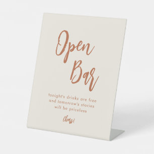 Boho Desert Wedding Open Bar Table Sign