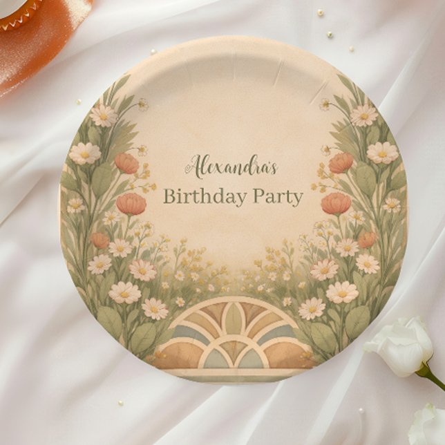 Boho Desert Wildflower Birthday Paper Plate (Creator Uploaded)