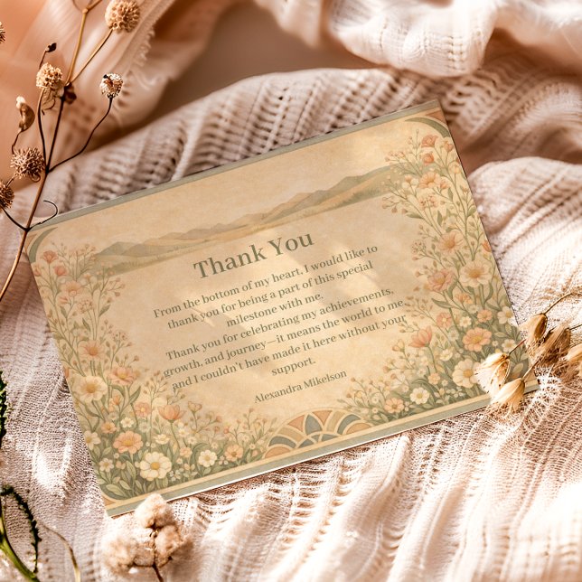 Boho Desert Wildflower Birthday Thank You Card (Creator Uploaded)