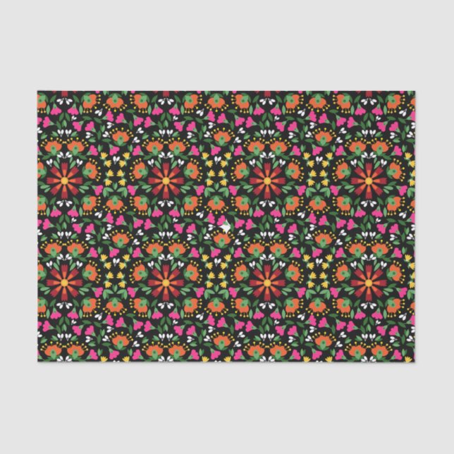 Boho Design Bold Colour Floral Tissue Paper (Front)