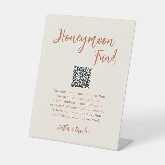 Boho Dessert Wedding Honeymoon Fund QR Sign (Front)