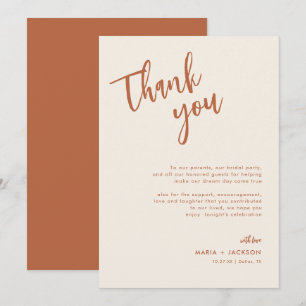 Boho Dessert Wedding Menu Thank You Note Cards