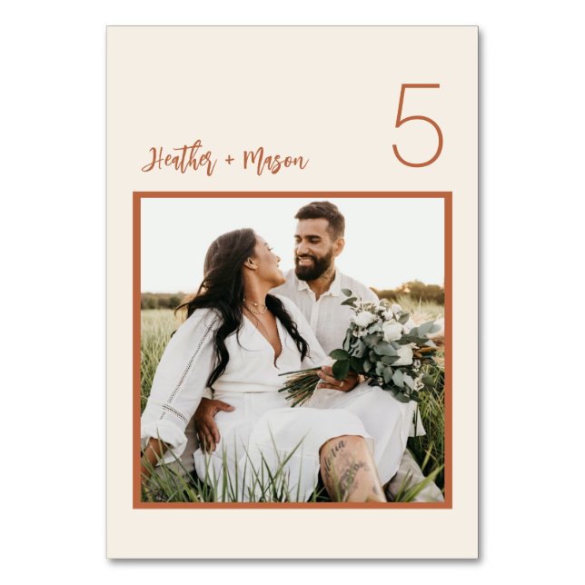 Boho Dessert Wedding Photo Table Number (Back)