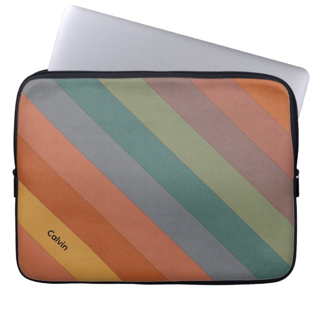 Boho Diagonal Stripes Laptop Sleeve (Front)