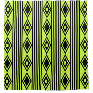 Boho Diamonds Stripes Black Chartreuse