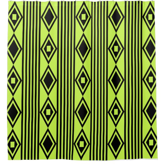 Boho Diamonds Stripes Black Chartreuse (Front)