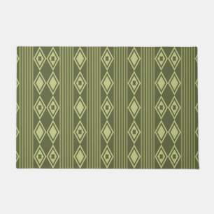 Boho Diamonds Stripes Olive Green Doormat