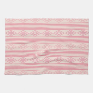 Boho Diamonds Stripes Pink Vanilla Kitchen Towel