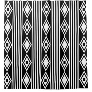 Boho Diamonds Stripes White Black