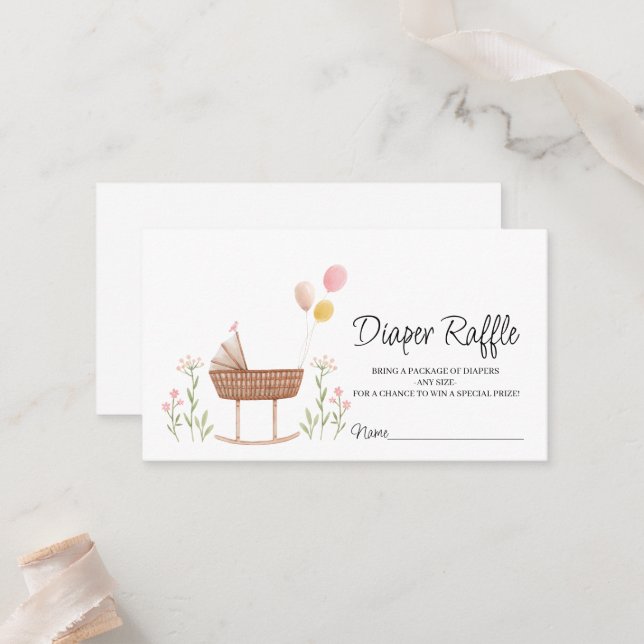 Boho Diaper Raffle Baby Shower Game Enclosure Card (Front/Back In Situ)