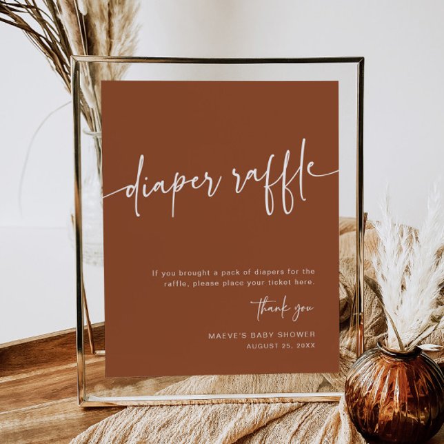 Boho Diaper Raffle Sign Minimal Modern Rust (Creator Uploaded)