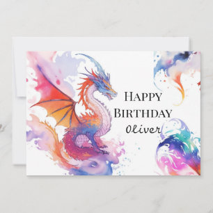 Boho Digital Dragon Birthday Card