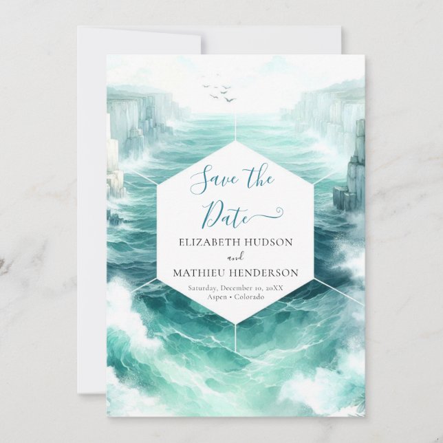 Boho Digital Nautical Wedding Save The Date (Front)