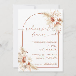 Boho Dîner de répétition Mariage Invitation Pampas