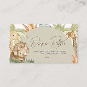 Boho Dinosaur Baby Shower Diaper Raffle Enclosure Card