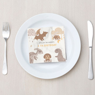 Boho Dinosaur Party Animals Kids Birthday Napkins