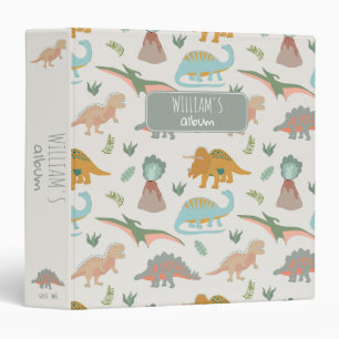 Boho Dinosaurs Kids Hand Drawn Dinosaur Pattern Binder
