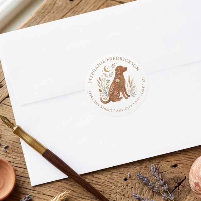 Boho Dog Address Labels – Dog Mom Gift (Boho dog lover return address label)