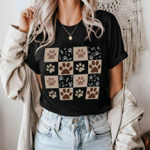 Boho Dog & Cat Paw Chequered  T-Shirt