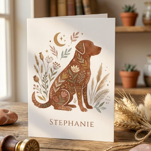 Boho Dog Lover Floral Art Notecard