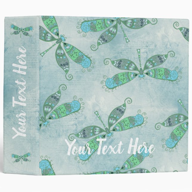Boho Dragonflies in Blue Binder (Front/Spine)