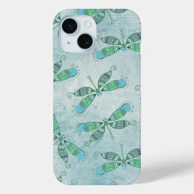 Boho Dragonflies in Blue Case-Mate iPhone Case (Back)