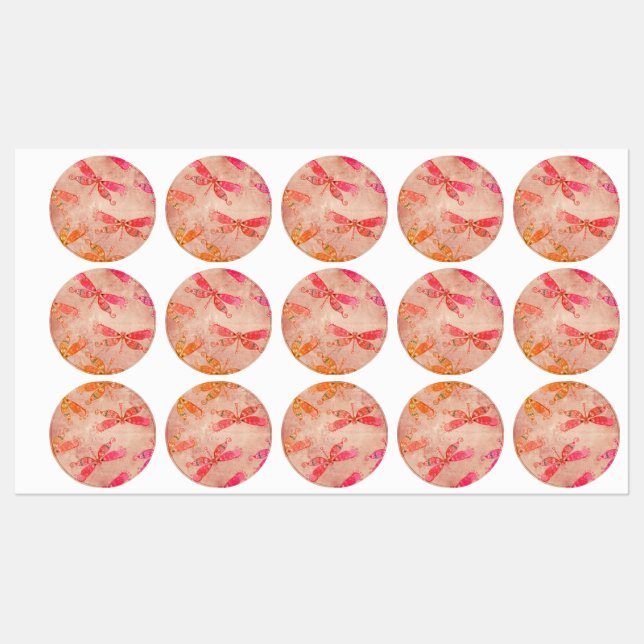Boho Dragonflies in Pink (Sheet)