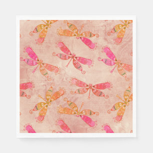 Boho Dragonflies in Pink Napkin