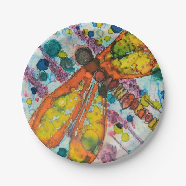 Boho DragonFly Design Paper Plate (Front)