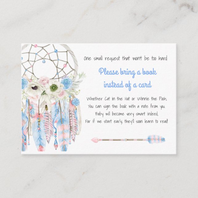 Boho Dream Catcher Baby Shower Book Request Enclosure Card (Front)