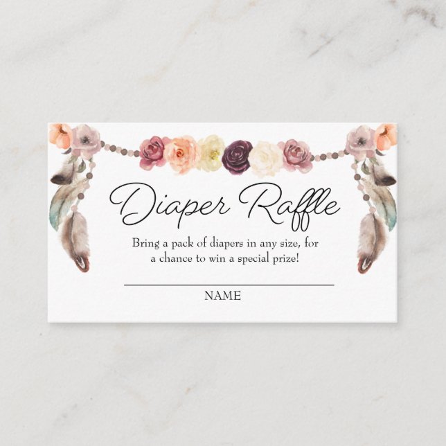 Boho Dream Catcher Diaper Raffle Enclosure Card (Front)