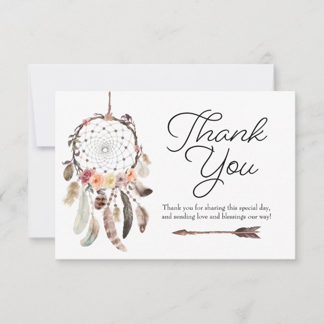 Boho Dream Catcher Dusky Carte de remerciements (Devant)