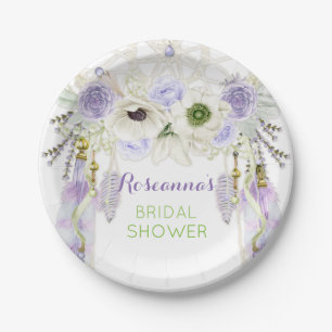 Boho Dream Catcher Feather Tribal Lavender Paper Plate