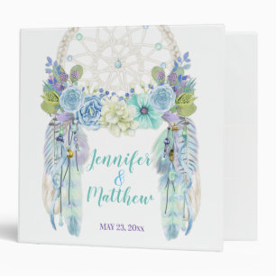 Boho Dream Catcher Feathers Turquoise Blue Binder
