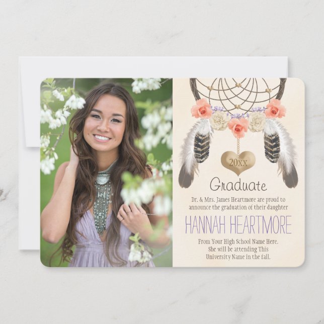 BOHO DREAM CATCHER GRADUATION ANNOUNCEMENT (Front)