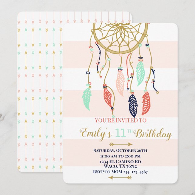 Boho Dream Catcher Invitation (Front/Back)