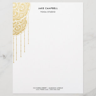 Boho Dream Catcher Mandala Gold Yoga Studio  Letterhead