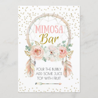 Boho Dream-catcher Mimosa Bar Sign 5x7" Invitation