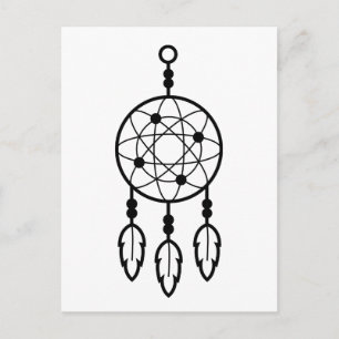 Boho  Dream Catcher Native American Tribal Black Postcard
