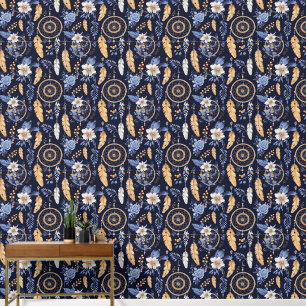 Boho dream catcher tiled pattern floral wallpaper