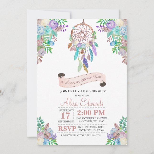 Boho Dreamcatcher Baby Shower Invitation (Front)