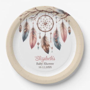 Boho Dreamcatcher Custom Baby Shower Paper Plate