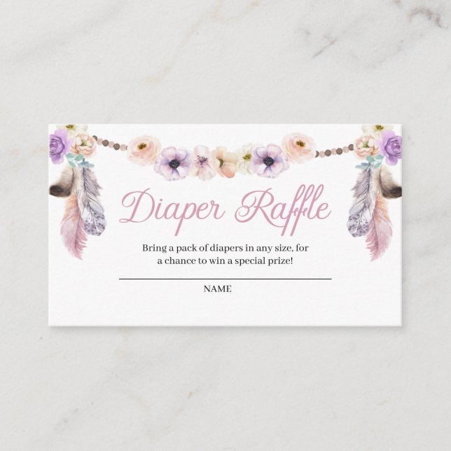 Boho Dreamcatcher Diaper Raffle Enclosure Card (Front)