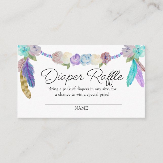 Boho Dreamcatcher Diaper Raffle Enclosure Card (Front)