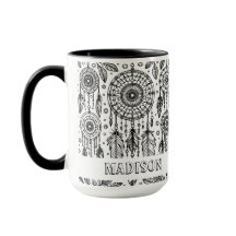 Boho Dreamcatcher Feathers Colouring Name