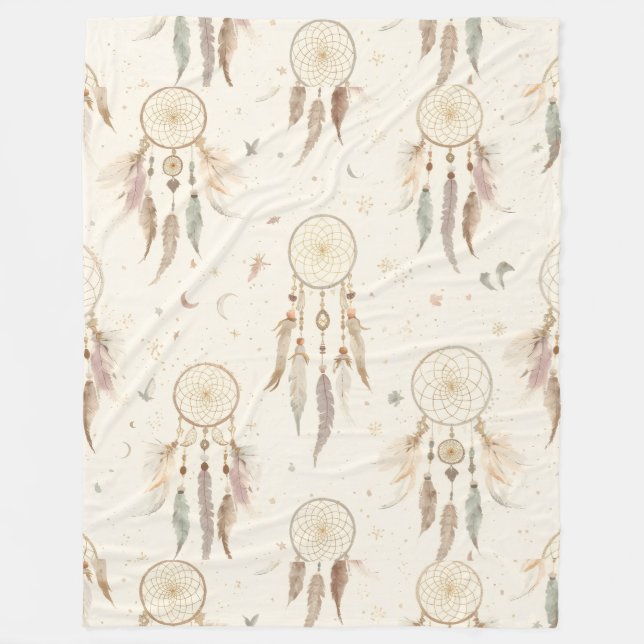 Boho Dreamcatcher Fleece Blanket | Ethereal (Front)