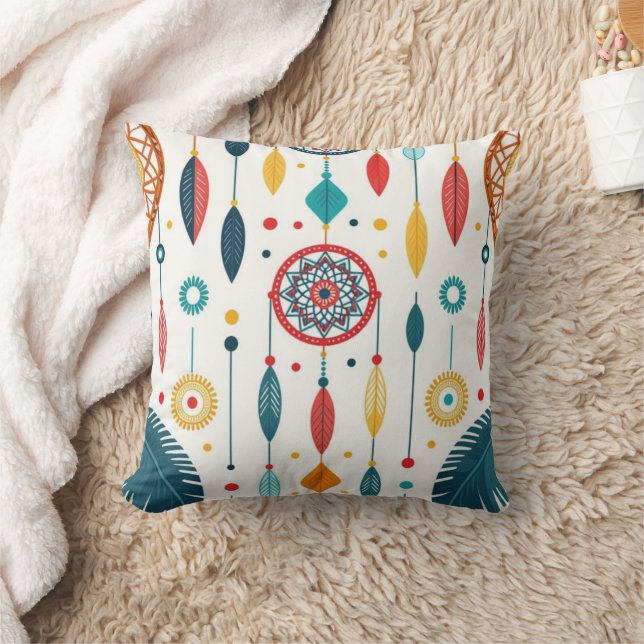 Boho Dreamcatcher Pattern Throw Pillow (Blanket)